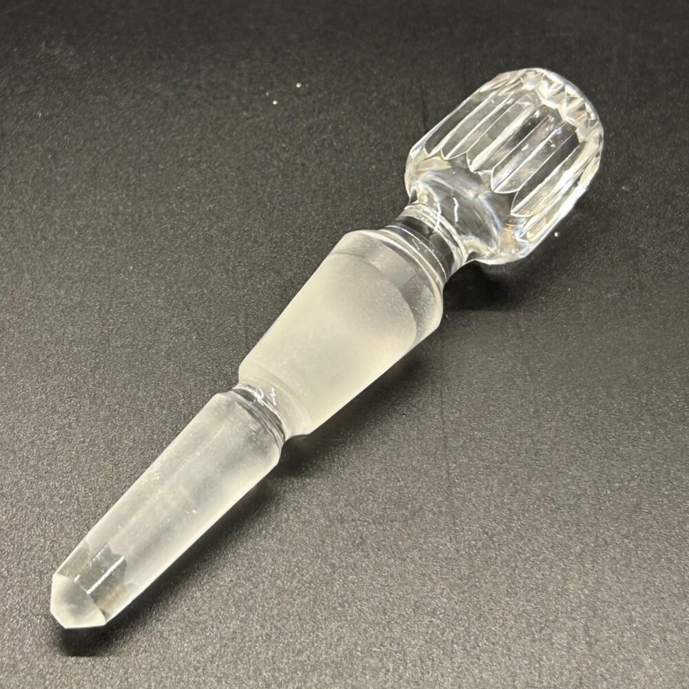 Vintage Cut glass Perfume Bottle Glass Stopper Dauber Diamond Cut Vanity Decor - Picture 8 of 15